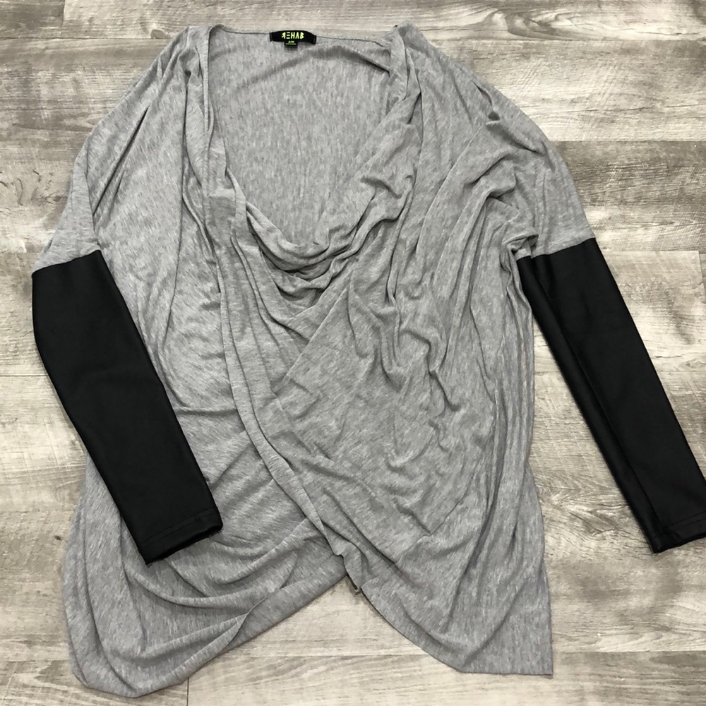 Oversized top with Pleather Sleeves